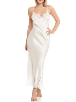 Seiden-Neglige Lang MAILIN No. 2 Satin Mit Spitze Von GATTINA -Pink Zebra neglige lang 393307 weiss gattina