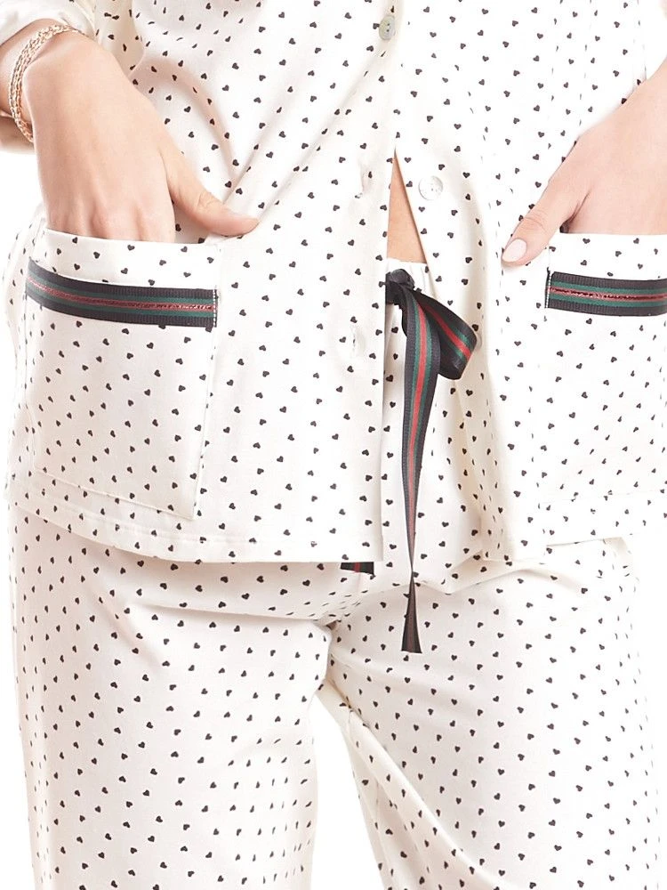 Pyjama HEARTS Weiss-schwarz Von Fiori Di Chiara Mit Baumwolle 6 Pyjama HEARTS Weiss-schwarz Von Fiori Di Chiara Mit Baumwolle – Bild 4