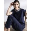 Baumwolle Pyjama BLU Dunkelblau Von Verdiani -Pink Zebra pyjama baumwolle dunkelblau 4732 donna verdiani 5