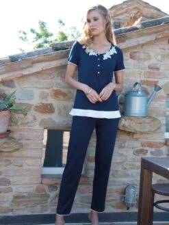 Modal Pyjama SUMMER BLU No.4 Dunkelblau Von Chiara Fiorini -Pink Zebra pyjama blu modal cfl2119 chiara fiorini 1 1