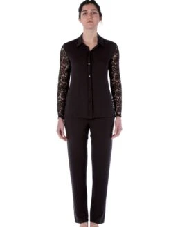 Pyjama EMMA In Schwarz Aus Modal Und Spitze Von Imec -Pink Zebra pyjama schwarz 73791 emma imec