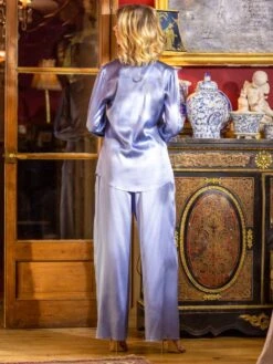 Seidenpyjama OXANA Stretchseide Uni Marjolaine -Pink Zebra pyjama stretchseide jeansblau 4oxa5501 oxana marjolaine 3 7