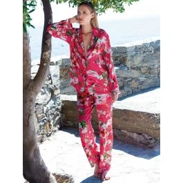 Viscose Pyjama FLOWERS No. 2 Fuchsia Von Chiara Fiorini 3 Viscose Pyjama FLOWERS No. 2 Fuchsia Von Chiara Fiorini