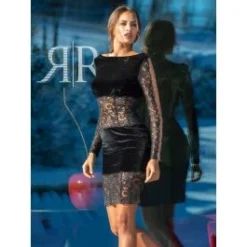 LAST PIECE Samtkleid Mit Spitze Schwarz Von Ambra Größe S