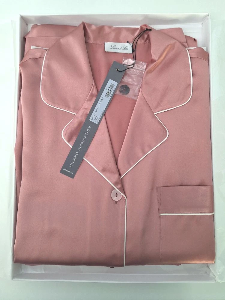 100% Seide Schlafanzug SILK SOUL Altrosé Von Luna Di Seta 6 100% Seide Schlafanzug SILK SOUL Altrosé Von Luna Di Seta – Bild 4