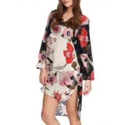 Longshirt Mit Seide FELICIA Schwarz Bunt Von Gattina