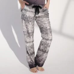 Batist Hose Baumwolle Mit Seide DARK BEAUTY Grau-schwarz Von Gattina -Pink Zebra seide baumwolle lounge hose 389179 gattina 2 1