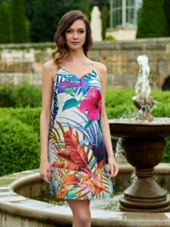 Nighty Baumwolle Mit Seide LIV Weiß Bunt Von Gattina 7 Nighty Baumwolle Mit Seide LIV Weiß Bunt Von Gattina -Pink Zebra seide baumwolle nachthemd blumen 391503 bunt gattina 2