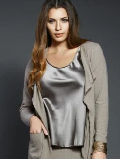 Seide Camisole Top SEDUZIONE DI SETA Einfarbig Gattina -Pink Zebra seide camisole top 381486 anthrazit seduzione di seta gattina 1 1 1