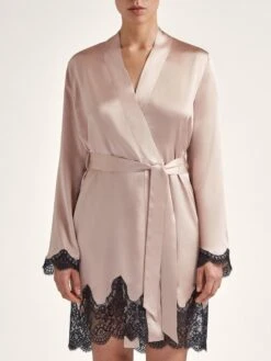 Seiden-Kimono TOI MON AMOUR Altrosa-schwarz Von Aubade -Pink Zebra seide kimono qs65 sonate altrosa schwarz 2 toi moi amour aubade