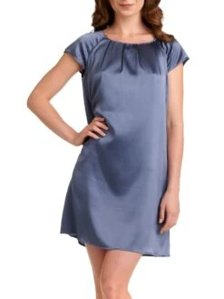 Seide Kurzarm Nachtkleid SEDUZIONE DI SETA Uni Von Gattina -Pink Zebra seide kurzarm nachtkleid stone grey 381423 seducione di seta gattina 3 8