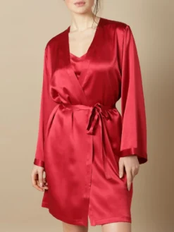100% Seide Morgenmantel SOIE LASER Kurz Von Marjolaine -Pink Zebra seide morgenmantel laser rot soie unie marjolaine 2 9 1 1 1
