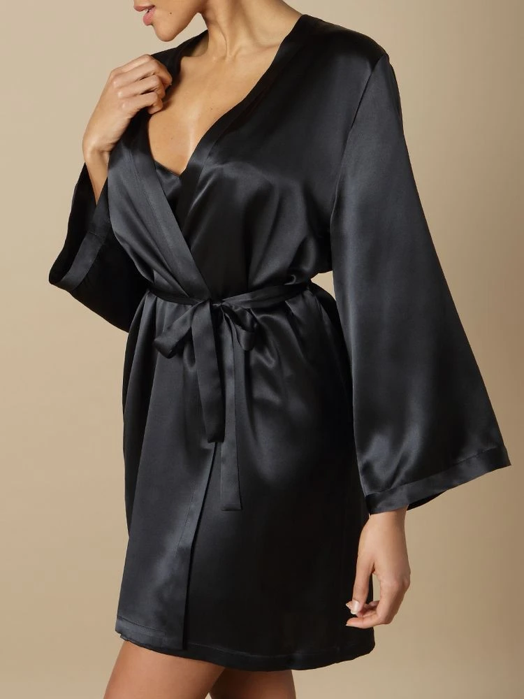 100% Seide Morgenmantel SOIE LASER Satin Von Marjolaine 5 100% Seide Morgenmantel SOIE LASER Satin Von Marjolaine – Bild 3