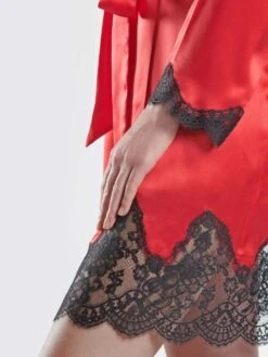 Seide Kimono SOIE D´AMOUR Mit Spitze Aubade 32 Seide Kimono SOIE D´AMOUR Mit Spitze Aubade -Pink Zebra seide morgenmantel ms65 5 rouge passion soie d amour aubade 1