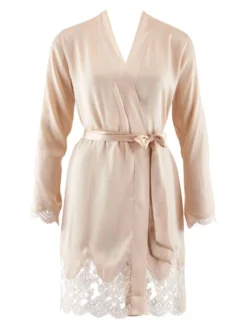 Seide Kimono TOI MON AMOUR Mit Spitze Von Aubade -Pink Zebra seide morgenmantel ms65 goldsand 1 soie d amour aubade 2 1 1 1 1