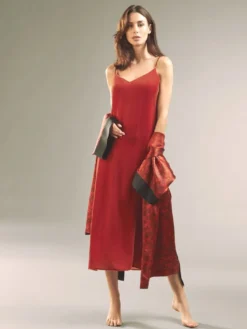 100% Seide Nachtkleid Lang DORINE Von Vivis -Pink Zebra seide nachtkleid lang dorine paprika vivis 1