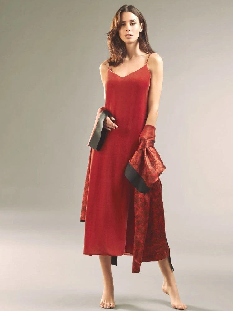 100% Seide Nachtkleid Lang DORINE Uni Von Vivis 7 100% Seide Nachtkleid Lang DORINE Uni Von Vivis – Bild 5