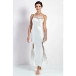 100% Seide Negligé HAREM PIPING Lang Von Luna Di Seta