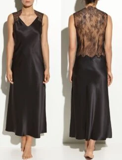 Langes Seidennegligé COUTURE LACE Uni Von Luna Di Seta -Pink Zebra seide neglige l6n5026 schwarz luna di seta 5