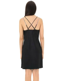 Seidennachthemd / Kleid KRISTALL Schwarz Von Luna Di Seta -Pink Zebra seide neglige strass vlst60682 0031 schwarz luna di seta 2