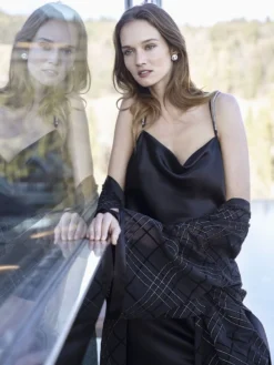 Seidennachthemd / Kleid KRISTALL Schwarz Von Luna Di Seta -Pink Zebra seide neglige strass vlst60682 0031 schwarz luna di seta