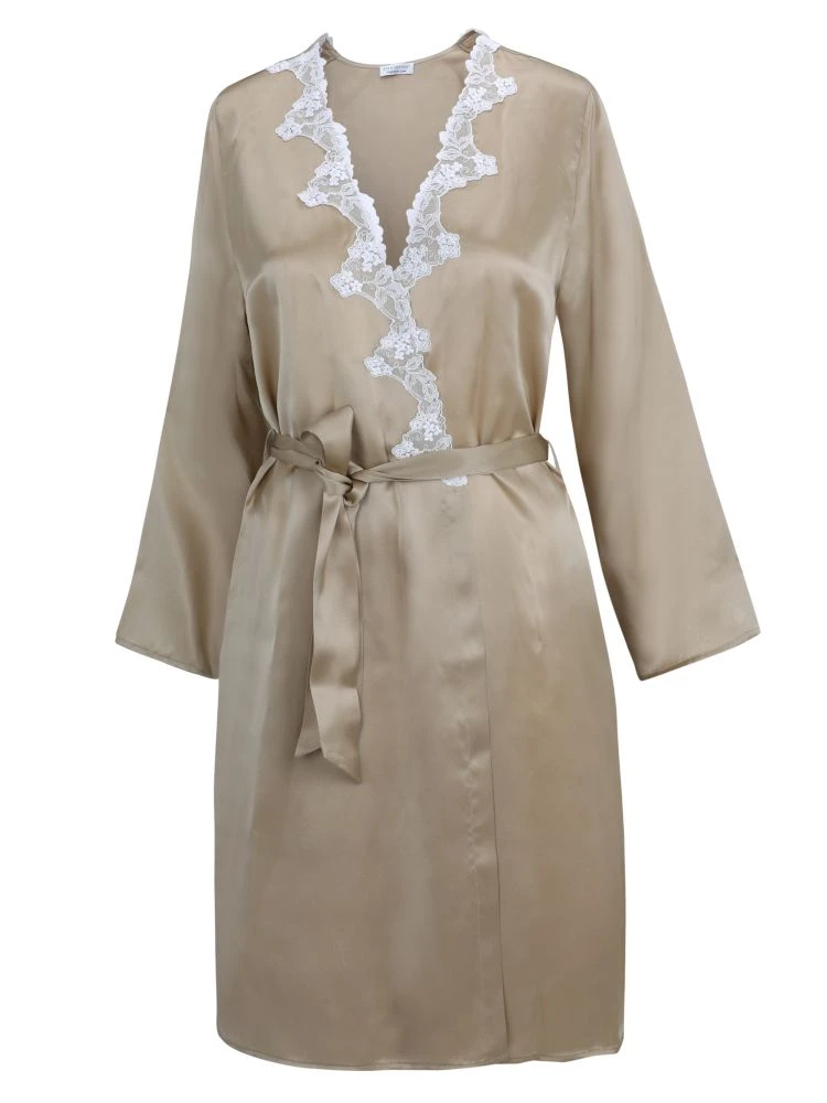 Seide Morgenmantel SATIN + LACE Kurz Von Eva B. Bitzer 6 Seide Morgenmantel SATIN + LACE Kurz Von Eva B. Bitzer – Bild 4