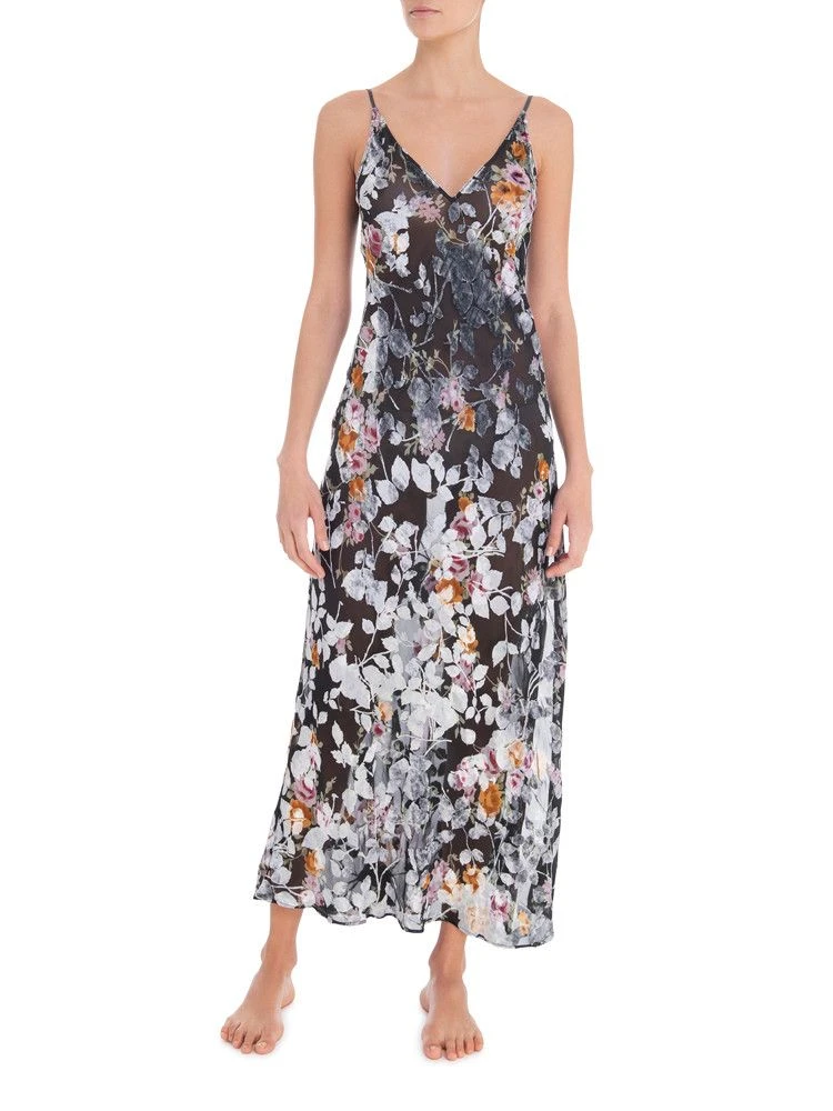 Ausbrenner Nachtkleid ROSIE Dunkelgrau Mit Seidensamt Von Room 24 6 Ausbrenner Nachtkleid ROSIE Dunkelgrau Mit Seidensamt Von Room 24 – Bild 4