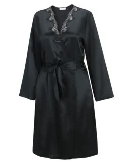 Seide Morgenmantel SATIN + LACE Kurz Von Eva B. Bitzer 13 Seide Morgenmantel SATIN + LACE Kurz Von Eva B. Bitzer -Pink Zebra seiden morgenmantel 29314463 satin lace schwarz eva bitzer