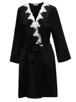 Seide Morgenmantel SATIN + LACE Kurz Von Eva B. Bitzer 12 Seide Morgenmantel SATIN + LACE Kurz Von Eva B. Bitzer -Pink Zebra seiden morgenmantel satin lace 29314463 schwarz weiss bitzer