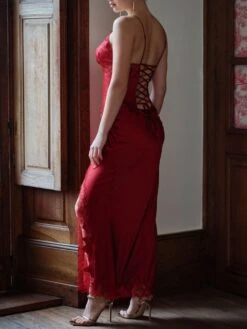 Stretchseidenneglige VELVET In Lang Von Marjolaine -Pink Zebra seiden nachtkleid 5vel3003 burgundy 0056 marjolaine 2 6