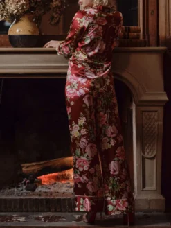 Blumenprint Stretchseidenpyjama VELVET Von Marjolaine -Pink Zebra seiden pyjama 4vel5501 printed burgundy 0156 marjolaine 2