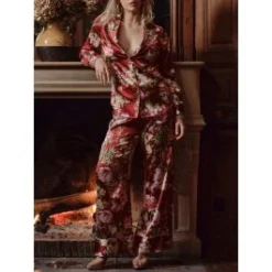 Blumenprint Stretchseidenpyjama VELVET Von Marjolaine