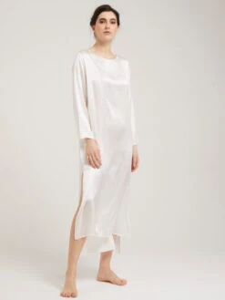 100% Seide Nachtkleid VIOLETTA Lang Von Vivis -Pink Zebra seidenkleid violetta v00393 naturweiss vivis 1