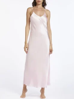 100% Seide Nachtkleid Lang DORINE Von Vivis -Pink Zebra seidennachtkleid dorine v00006 blush vivis 6