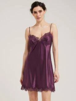 Neglige Kurz Seide BERTHA Violett Von Vivis -Pink Zebra seidenneglige bertha v00675 plum vivis 5