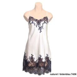 Seide Negligé CAPRICE Mittellang Calais Spitze Marjolaine -Pink Zebra seidenneglige caprice cap0104 naturel tintenblau 7436 marjolaine 1 1 1