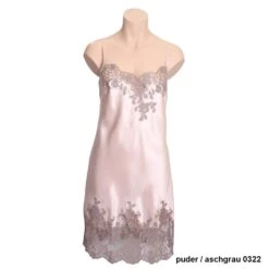 Seide Negligé CAPRICE Mittellang Calais Spitze Marjolaine -Pink Zebra seidenneglige caprice cap0104 puder asche 0322 marjolaine 1 2 1 1