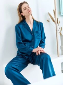 100% Seide Schlafanzug CLASSICO Von Luna Di Seta 21 100% Seide Schlafanzug CLASSICO Von Luna Di Seta -Pink Zebra seidenpyjama damen vlst08007 ocean petrol luna di seta 8 1