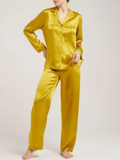 100% Seide Schlafanzug LAILA Klassisch Von Vivis -Pink Zebra seidenpyjama laila v00009 goldgruen vivis 5 6 1