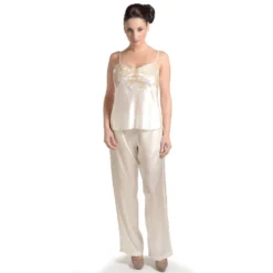 Seidentop RARE Mit Spitze Von Marjolaine -Pink Zebra seidentop rare mit pyjamahose champagner beige marjolaine