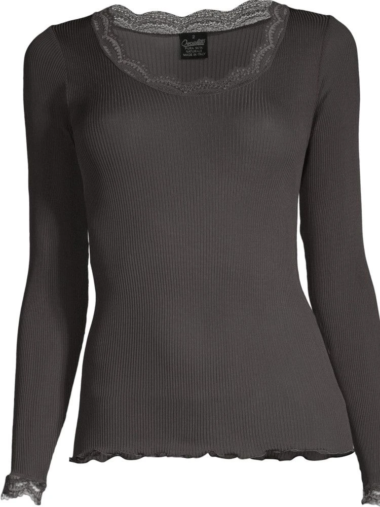 Merinowolle-Seide Langarm-Shirt Gerippt Basic Von Oscalito 5 Merinowolle-Seide Langarm-Shirt Gerippt Basic Von Oscalito – Bild 3