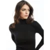 Merinowolle-Seide TURTLENECK SHIRT Gerippt Basic Von Oscalito -Pink Zebra shirt 3438 schwarz oscalito 2