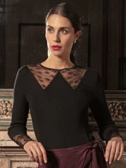 Wolle-Seide Shirt ALINA Mit Spitze Von Oscalito -Pink Zebra shirt 6856 schwarz oscalito 2 5 1