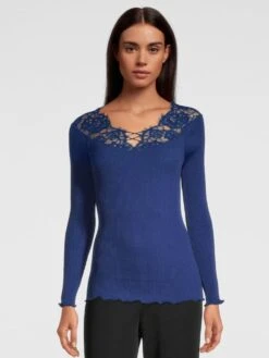 Merino Wolle-Seide LANGARMSHIRT Gerippt Blau Leavers Spitze Von Oscalito 9 Merino Wolle-Seide LANGARMSHIRT Gerippt Blau Leavers Spitze Von Oscalito -Pink Zebra shirt langarm chantilly spitze blau 6643 oscalito