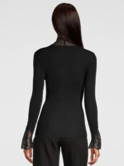 Merinowolle-Seide KRAGEN-SHIRT Gerippt Schwarz Von Oscalito -Pink Zebra shirt langarm chantilly spitze schwarz 6644 oscalito 2