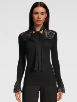 Merinowolle-Seide KRAGEN-SHIRT Gerippt Schwarz Von Oscalito -Pink Zebra shirt langarm chantilly spitze schwarz 6644 oscalito