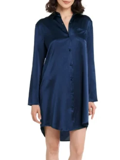 Seide Sleepshirt SEDUZIONE DI SETA Satin Von Gattina -Pink Zebra sleepshirt seide 381453 navy gattina 1 1