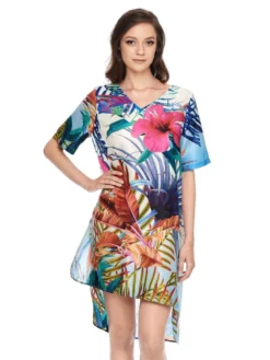 Sleepshirt Baumwolle Mit Seide LIV Weiß Bunt Von Gattina -Pink Zebra sleepshirt seide bunt liv 391523 gattina 1 1