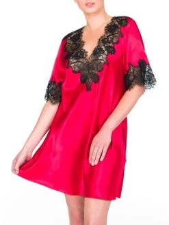 Seiden-Sleepshirt Mit Spitze ST. ELM Kurzarm Von Gattina -Pink Zebra sleepshirt seide st elm 50222 rot gattina 1 1