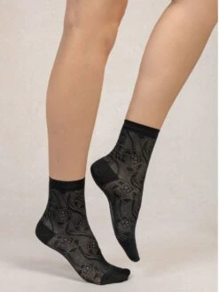 Titelseite -Pink Zebra socken seide blumenmuster kurz 6529 schwarz bleuforet 3 1